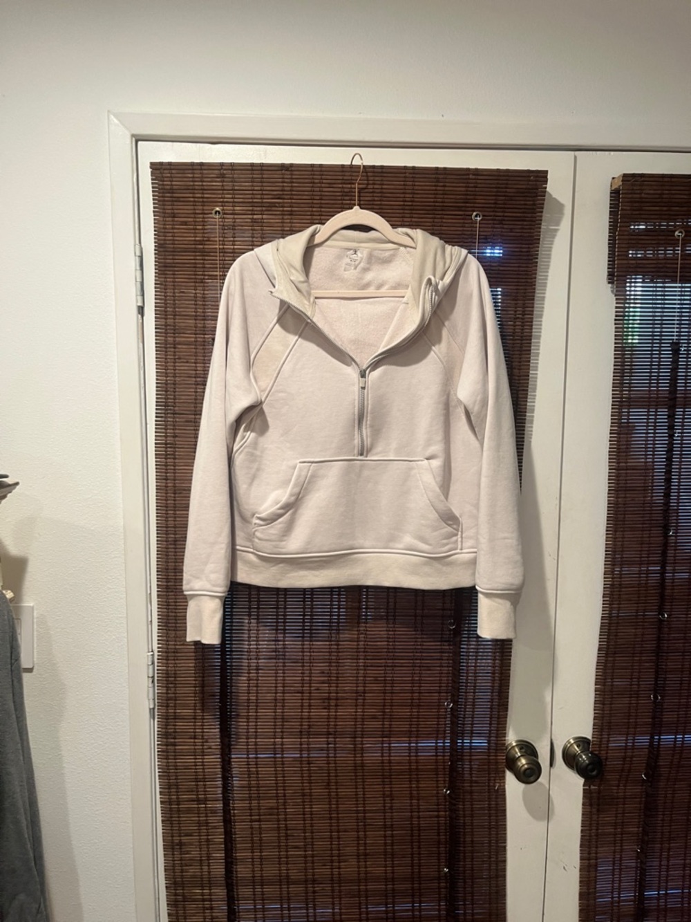 Danskin Cream Half-Zip Hooded Pullover